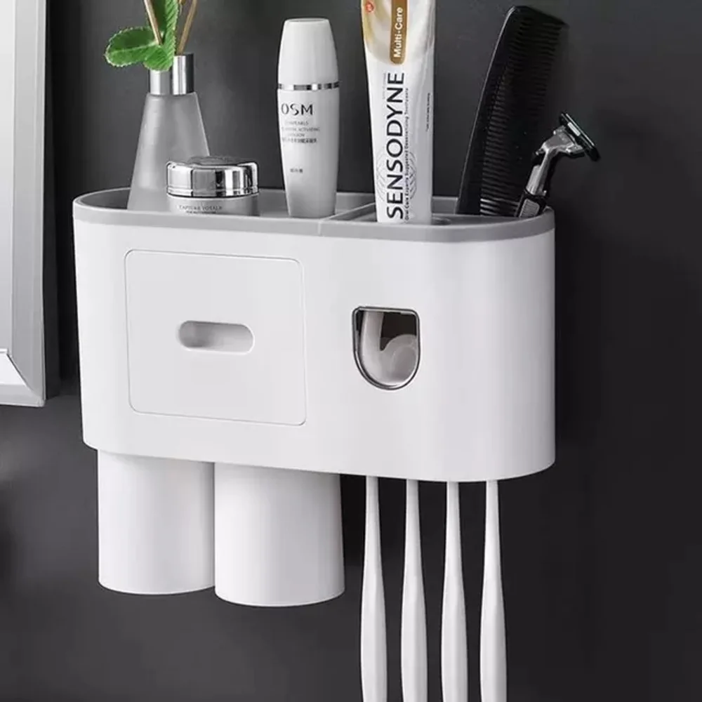 Modern White Wall-Mounted Bathroom Organizer
